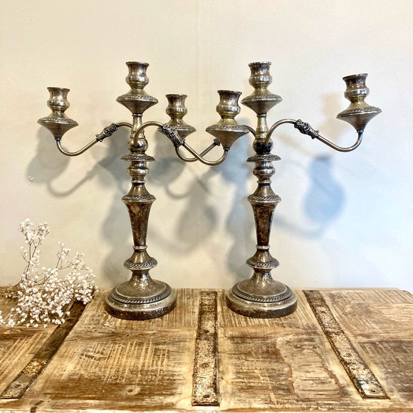 Vintage Pair Sol Goldfeder George III Sheffield Silver Plated Candelabra 19" - Picture 14 of 16